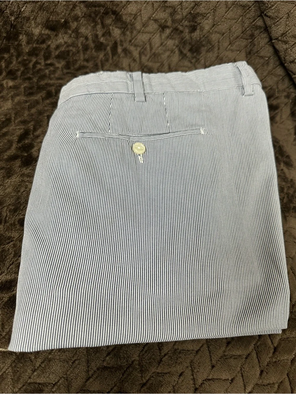 Polo by Ralph Lauren Light Blue Flat-Front Shorts Fine Seersucker
